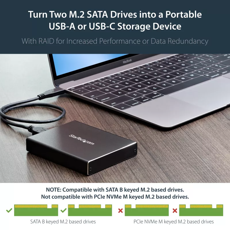 StarTech.com Θήκη δίσκων Dual-Slot για M.2 SATA SSD - USB 3.1 (10 Gbit/s) - RAID