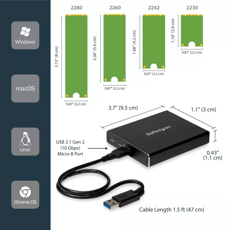 StarTech.com Θήκη δίσκων Dual-Slot για M.2 SATA SSD - USB 3.1 (10 Gbit/s) - RAID