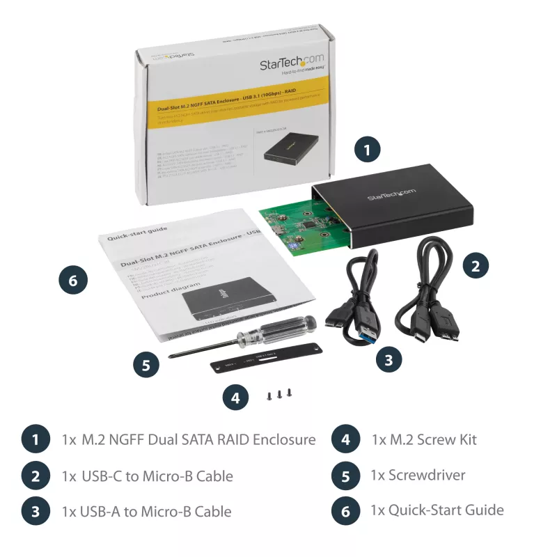 StarTech.com Θήκη δίσκων Dual-Slot για M.2 SATA SSD - USB 3.1 (10 Gbit/s) - RAID
