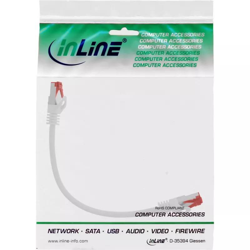 InLine Καλώδιο δικτύου Patch S/FTP PiMF Κατ.6 250 MHz PVC χαλκός λευκό 0,25 m