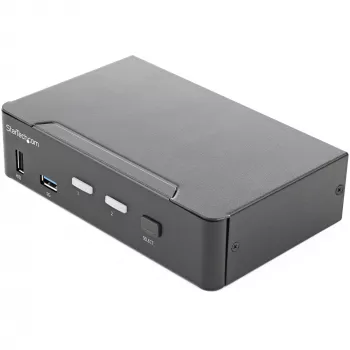StarTech.com Διακόπτης KVM HDMI 2 θυρών - μονής οθόνης 4K 60Hz Ultra HD HDR - διακόπτης KVM HDMI 2.0 desktop με hub USB 3.0 2 θυρών (5 Gbit/s) και 4x USB 2.0 HID, ήχος - εναλλαγή με hotkey - TAA