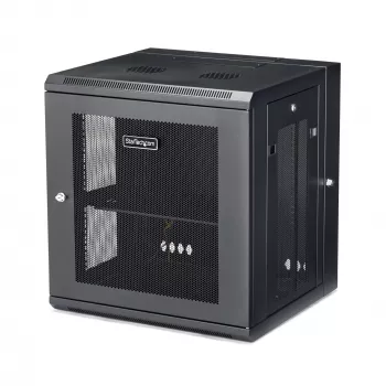 StarTech.com 4-Post 12U Επιτοίχιο Rack Δικτύου με Θήκη 1U, 19 inch πτυσσόμενο επιτοίχιο rack διακομιστή για εξοπλισμό δεδομένων/AV/ηλεκτρονικών/υπολογιστών, ευέλικτο αεριζόμενο κουτί rack