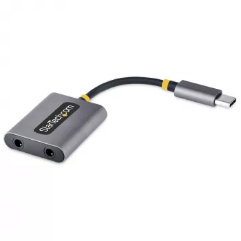 StarTech.com Διαχωριστής ακουστικών USB-C, Προσαρμογέας διπλού headset USB Type-C με είσοδο μικροφώνου, Προσαρμογέας USB-C σε 3,5-mm ήχου/ακουστικών dongle, USB-C σε υποδοχή ήχου/έξοδο aux, 24-bit DAC
