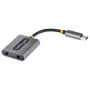 StarTech.com Διαχωριστής ακουστικών USB-C, Προσαρμογέας διπλού headset USB Type-C με είσοδο μικροφώνου, Προσαρμογέας USB-C σε 3,5-mm ήχου/ακουστικών dongle, USB-C σε υποδοχή ήχου/έξοδο aux, 24-bit DAC