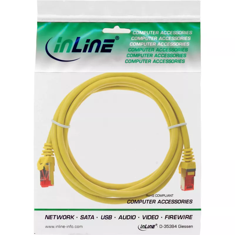 InLine Καλώδιο Patch S/FTP PiMF Cat.6 250MHz PVC Χαλκός κίτρινο 1m