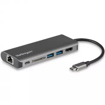 StarTech.com Προσαρμογέας πολλαπλών θυρών USB-C, φορητό dock USB-C σε 4K HDMI, 2-πλό hub USB 3.0, SD/SDHC, GbE, 60W PD Pass-Through – USB Type-C/Thunderbolt 3 – ΑΝΤΙΚΑΘΙΣΤΑΤΑΙ ΑΠΟ DKT30CHSDPD1