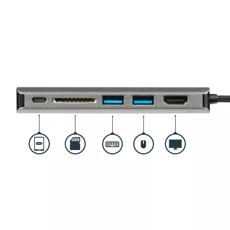 StarTech.com Προσαρμογέας πολλαπλών θυρών USB-C, φορητό dock USB-C σε 4K HDMI, 2-πλό hub USB 3.0, SD/SDHC, GbE, 60W PD Pass-Through – USB Type-C/Thunderbolt 3 – ΑΝΤΙΚΑΘΙΣΤΑΤΑΙ ΑΠΟ DKT30CHSDPD1