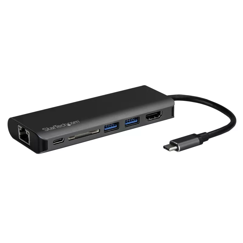 StarTech.com Προσαρμογέας πολλαπλών θυρών USB-C, φορητό dock USB-C σε 4K HDMI, 2-πλό hub USB 3.0, SD/SDHC, GbE, 60W PD Pass-Through – USB Type-C/Thunderbolt 3 – ΑΝΤΙΚΑΘΙΣΤΑΤΑΙ ΑΠΟ DKT30CHSDPD1