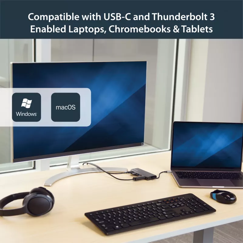 StarTech.com Προσαρμογέας πολλαπλών θυρών USB-C, φορητό dock USB-C σε 4K HDMI, 2-πλό hub USB 3.0, SD/SDHC, GbE, 60W PD Pass-Through – USB Type-C/Thunderbolt 3 – ΑΝΤΙΚΑΘΙΣΤΑΤΑΙ ΑΠΟ DKT30CHSDPD1