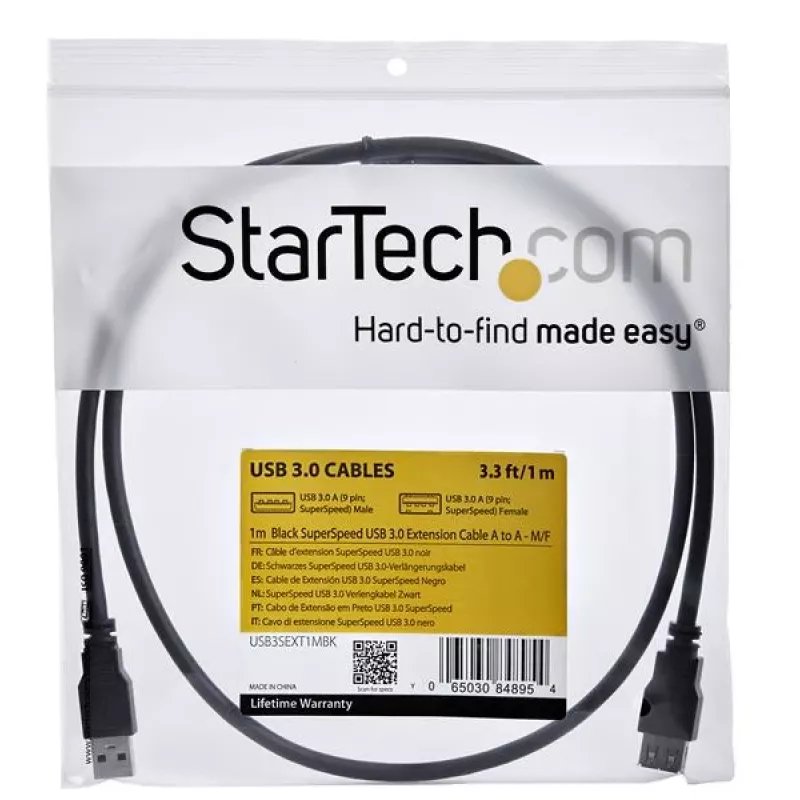 StarTech.com Καλώδιο επέκτασης SuperSpeed USB 3.0 1m Μαύρο A σε A - M/F