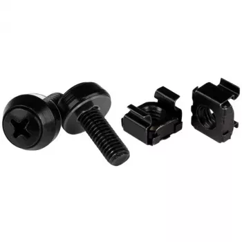 StarTech.com M6 x 12mm - Βίδες και παξιμάδια κλωβού - Συσκευασία 100 τεμ., Μαύρο
