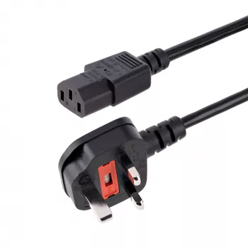 StarTech.com Καλώδιο τροφοδοσίας υπολογιστή UK 10ft (3m), 18AWG, BS 1363 σε C13, 10A 250V, Μαύρο καλώδιο τροφοδοσίας AC αντικατάστασης, Καλώδιο τροφοδοσίας UK, Καλώδιο τροφοδοτικού PC, Καλώδιο τροφοδοσίας TV/οθόνης