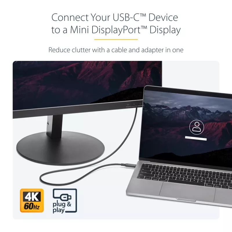 StarTech.com Καλώδιο USB-C σε Mini-DisplayPort – 1 m (3,3 ft.), 4K 60 Hz – Μαύρο
