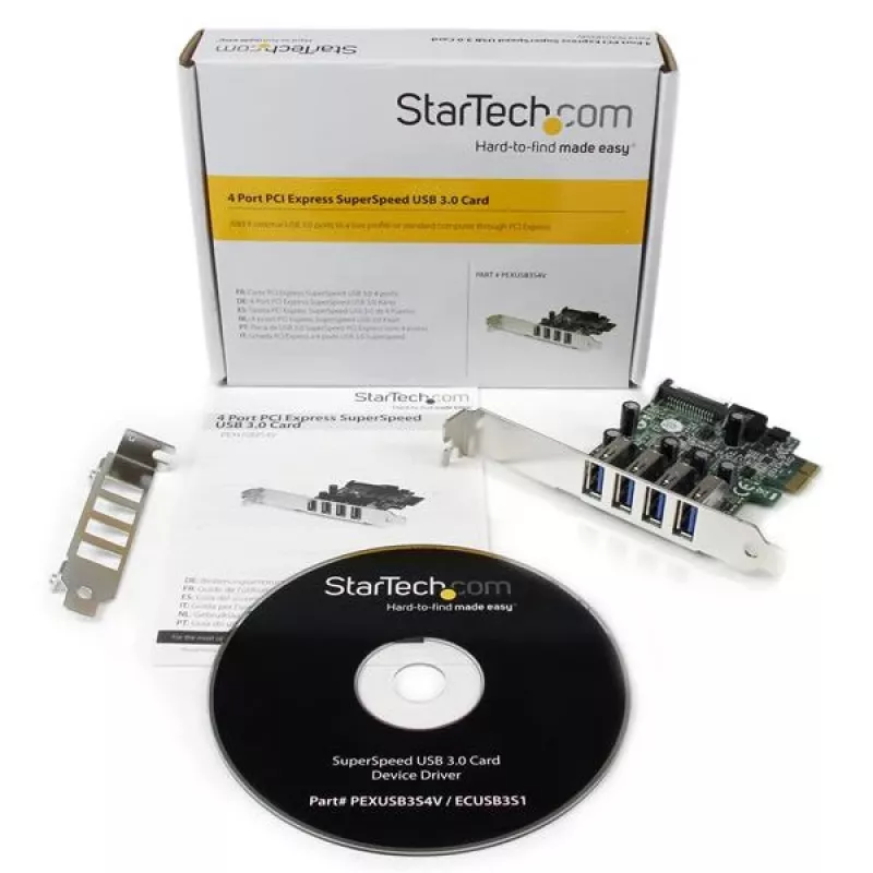 StarTech.com Κάρτα προσαρμογέα ελεγκτή PCI Express PCIe SuperSpeed USB 3.0 4 θυρών με UASP – Τροφοδοσία SATA