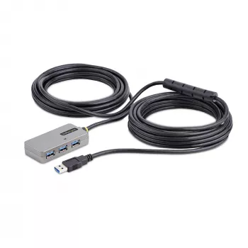 StarTech.com Hub επέκτασης USB, καλώδιο επέκτασης USB 3.0 10m με 4-Port USB-A hub, ενεργό/τροφοδοτούμενο από το bus καλώδιο επαναλήπτη USB, προαιρετικό τροφοδοτικό 20W περιλαμβάνεται, προστασία ESD