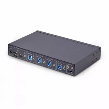 StarTech.com Διακόπτης KM 4-Port με εναλλαγή ποντικιού, διακόπτης USB για πληκτρολόγιο/ποντίκι, ήχος 3,5mm/USB, κοινή χρήση περιφερειακών για 4 υπολογιστές, συμμορφούμενο με TAA