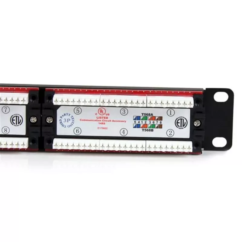 StarTech.com Patch Panel Cat 6 110 24 Port 1U Rackmount, RJ-45, Τοποθέτηση σε rack, 1U, Μαύρο, RoHS, CE, ETl, UL