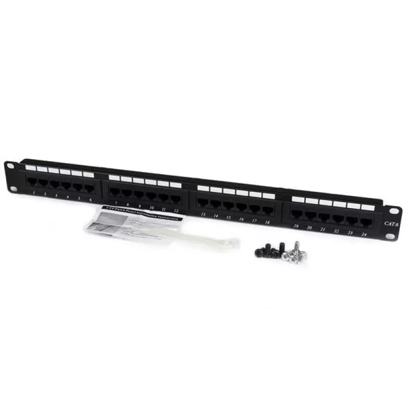 StarTech.com Patch Panel Cat 6 110 24 Port 1U Rackmount, RJ-45, Τοποθέτηση σε rack, 1U, Μαύρο, RoHS, CE, ETl, UL