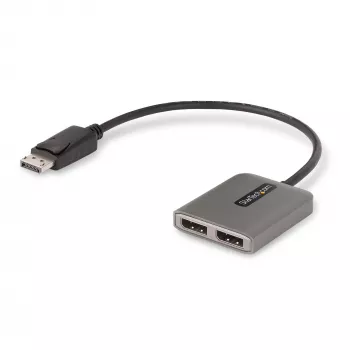 StarTech.com Hub DisplayPort MST 2 θυρών, Dual 4K 60Hz, προσαρμογέας DP σε 2x οθόνη DisplayPort, προσαρμογέας βίντεο πολλαπλών οθονών DP 1.4, ενσωματωμένο καλώδιο 30 cm, τροφοδοσία μέσω USB, μόνο Windows