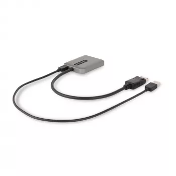 StarTech.com Hub DisplayPort MST 2 θυρών, Dual 4K 60Hz, προσαρμογέας DP σε 2x οθόνη DisplayPort, προσαρμογέας βίντεο πολλαπλών οθονών DP 1.4, ενσωματωμένο καλώδιο 30 cm, τροφοδοσία μέσω USB, μόνο Windows