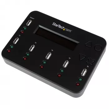 StarTech.com ανεξάρτητος αντιγραφέας και διαγραφέα USB stick 1-σε-5, αντιγραφέας πολλαπλών USB flash drives, αντιγραφή συστήματος και αρχείων καθώς και ολόκληρου δίσκου με 1,5 GB/min, μεμονωμένη διαγραφή και διαγραφή 3 περασμάτων, οθόνη LCD – TAA