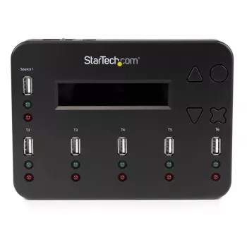 StarTech.com ανεξάρτητος αντιγραφέας και διαγραφέα USB stick 1-σε-5, αντιγραφέας πολλαπλών USB flash drives, αντιγραφή συστήματος και αρχείων καθώς και ολόκληρου δίσκου με 1,5 GB/min, μεμονωμένη διαγραφή και διαγραφή 3 περασμάτων, οθόνη LCD – TAA