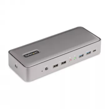 StarTech.com σταθμός σύνδεσης KVM USB-C για δύο φορητούς υπολογιστές, σταθμός DisplayPort για δύο οθόνες 4K 60Hz, Hub USB 5 θυρών, GbE, 90W/45W Power Delivery σε δύο φορητούς υπολογιστές, Windows/Mac, σταθμός KVM 2 host - TAA