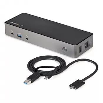 StarTech.com σταθμός USB-C & USB-A - υβριδικός καθολικός σταθμός σύνδεσης φορητού υπολογιστή για τρεις οθόνες DisplayPort & HDMI 4K 60Hz - 85W Power Delivery, Hub 6x USB, GbE, Ήχος - USB 3.1 Gen 2 10Gbps - TAA