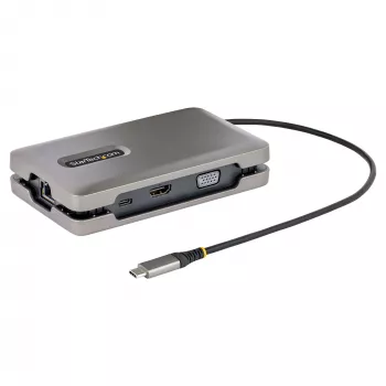 StarTech.com DKM31C3HVCPD προσαρμογέας πολλαπλών θυρών USB-C / σταθμός σύνδεσης για δύο οθόνες, 4K HDMI 2.0, VGA, βίντεο USB-C DP Alt Mode, 100 W PD Pass-Through, 2x USB-A 10 Gbps, GbE, MST, γκρι