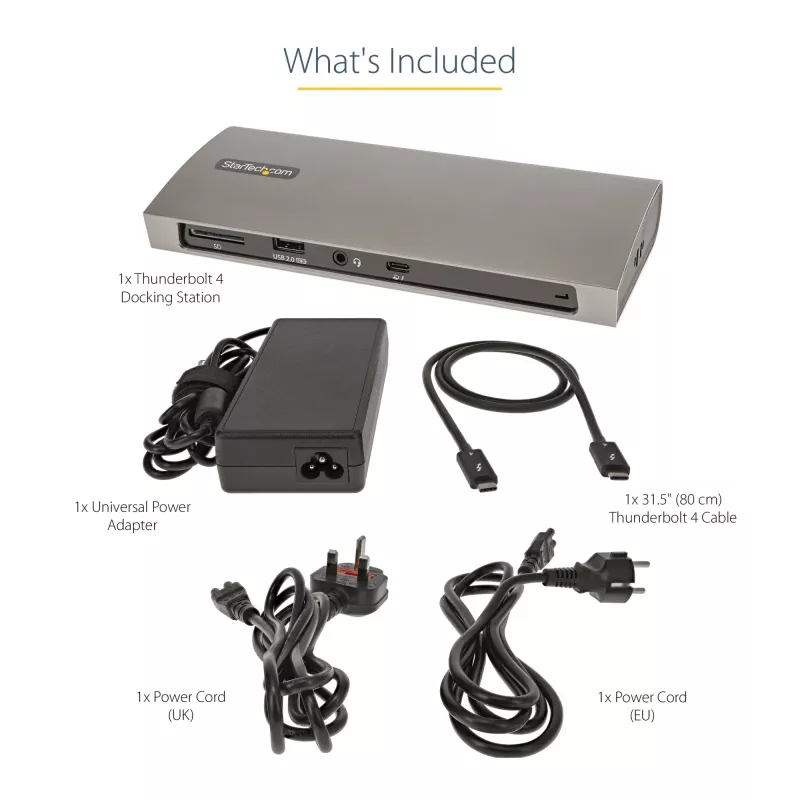 StarTech.com σταθμός Thunderbolt 4, 96W Power Delivery, μονή 8K/διπλή οθόνη 4K 60Hz, 3xTB4/USB4 θύρες, 4xUSB-A, SD, GbE, σταθμός σύνδεσης Thunderbolt 4 για Windows ή TB3 MacBook, καλώδιο 0,8m
