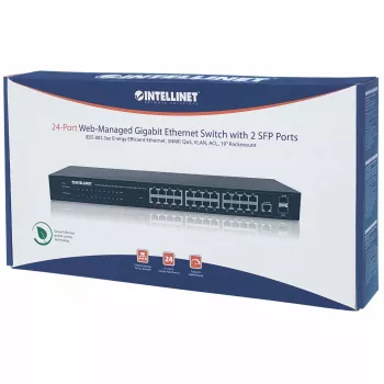 Intellinet Switch δικτύου 24 θυρών, 24 θύρες (RJ45), Rackmount, Gigabit, 4 SFP, Ethernet Web-Smart, 10/100/1000 Mbit