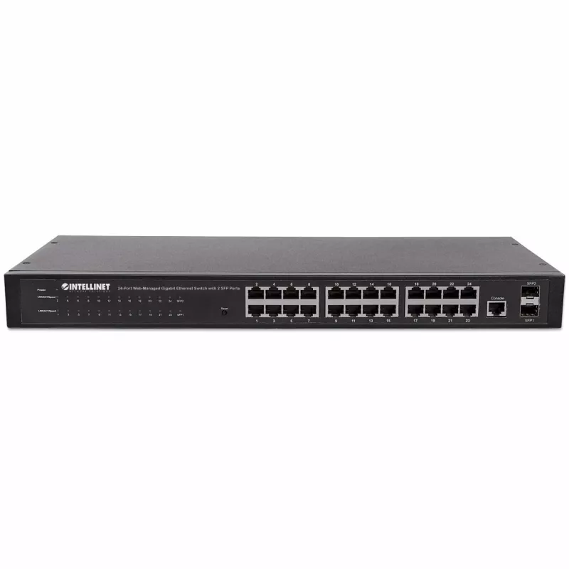 Intellinet Switch δικτύου 24 θυρών, 24 θύρες (RJ45), Rackmount, Gigabit, 4 SFP, Ethernet Web-Smart, 10/100/1000 Mbit