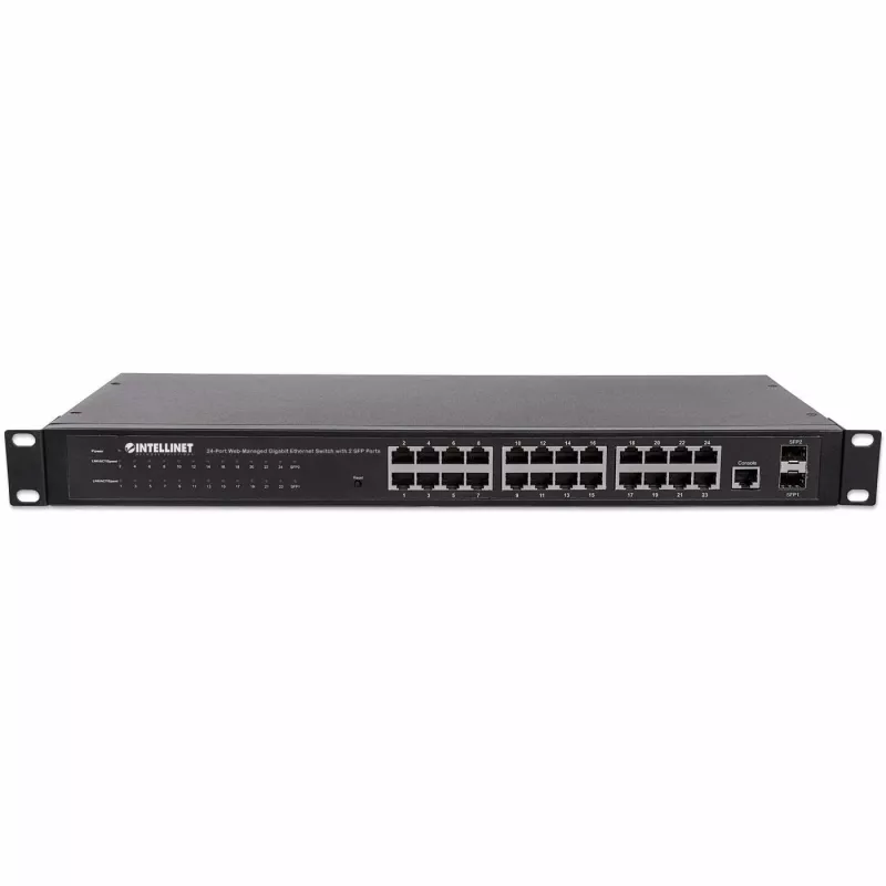 Intellinet Switch δικτύου 24 θυρών, 24 θύρες (RJ45), Rackmount, Gigabit, 4 SFP, Ethernet Web-Smart, 10/100/1000 Mbit