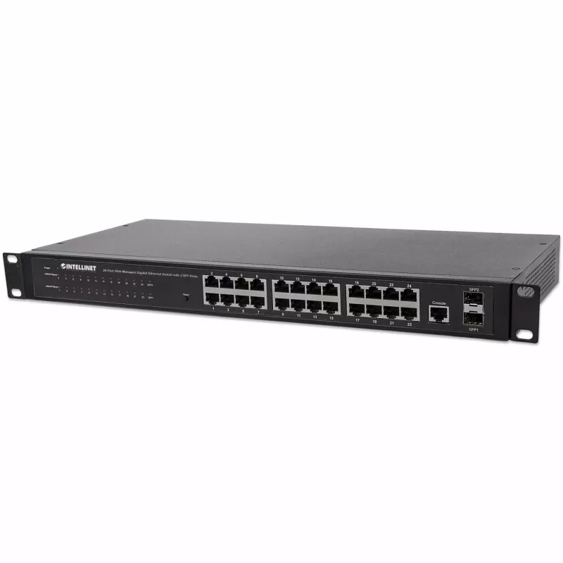 Intellinet Switch δικτύου 24 θυρών, 24 θύρες (RJ45), Rackmount, Gigabit, 4 SFP, Ethernet Web-Smart, 10/100/1000 Mbit