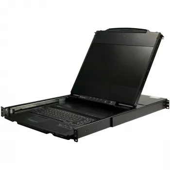 StarTech.com RKCOND17HD κονσόλα KVM για rack 1U με διπλή ράγα, LCD 17,3" (43,9 cm) 1920 x 1080, μία θύρα DVI/VGA, πληκτρολόγιο US QWERTY, USB, συμπεριλαμβάνονται καλώδια, 44230 MTBF, μαύρη
