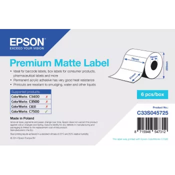 Epson Premium Matte Label - ρολό die-cut: 76 mm x 51 mm, 2310 ετικέτες