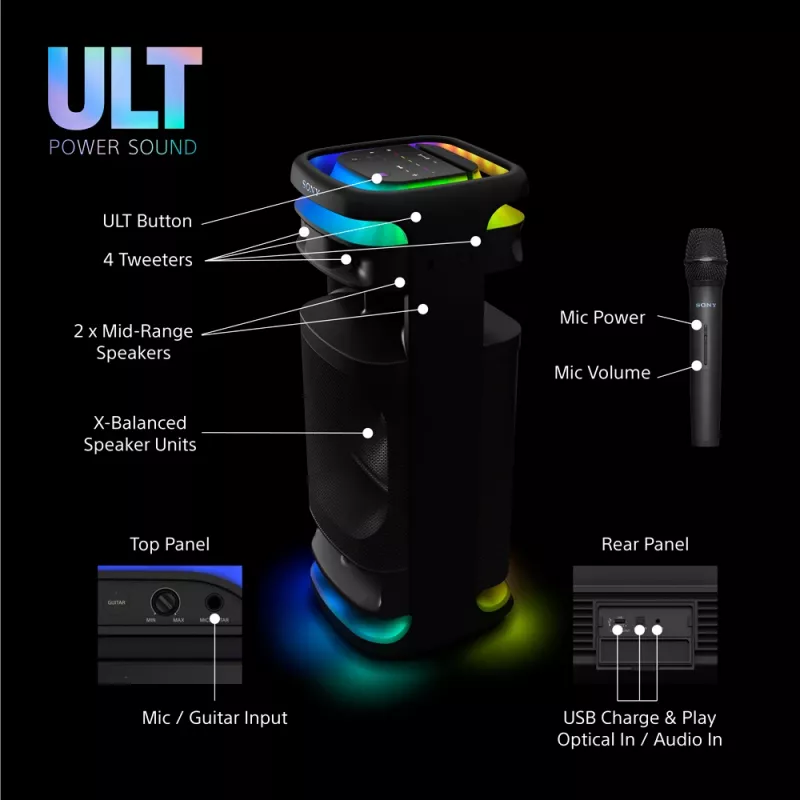 Ηχείο Sony SRS-ULT1000 ULT TOWER 10 — 139 W, Bluetooth, φορητό, μαύρο