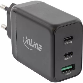InLine Τροφοδοτικό USB PD, φορτιστής GaN, 3 θυρών, Dual USB-C + USB-A, 65W