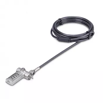 StarTech.com UNIVCS-LAPTOP-LOCK καθολική κλειδαριά με καλώδιο για φορητό υπολογιστή, 2 m, συνδυασμού με σειριακό αριθμό, Noble Wedge/Nano/K-Slot, μαύρο/ασημί, TAA