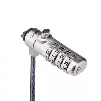 StarTech.com Λεπτή κλειδαριά συμβατή με Nano Slot, καλώδιο ασφαλείας 6,6ft (2m), προστασία κλοπής γραφείου για laptop/notebook, καλώδιο χάλυβα ανθεκτικό στην κοπή, κλειδαριά 4 ψηφίων