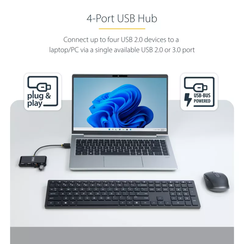 StarTech.com ST4200MINI2-USB-HUB hub διασύνδεσης USB 2.0 480 Mbit/s μαύρο
