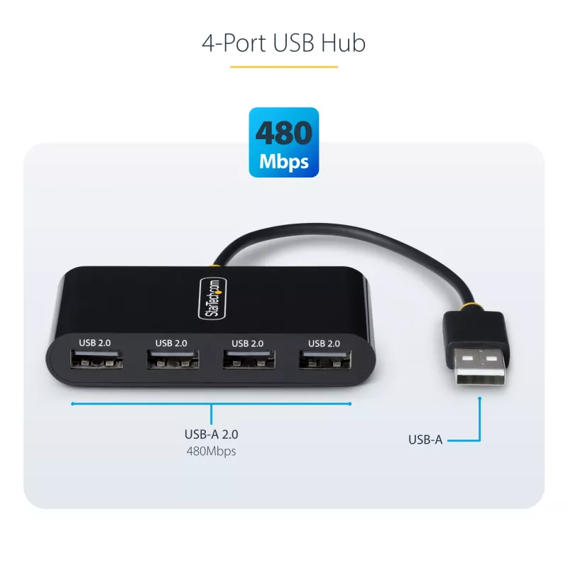StarTech.com ST4200MINI2-USB-HUB hub διασύνδεσης USB 2.0 480 Mbit/s μαύρο