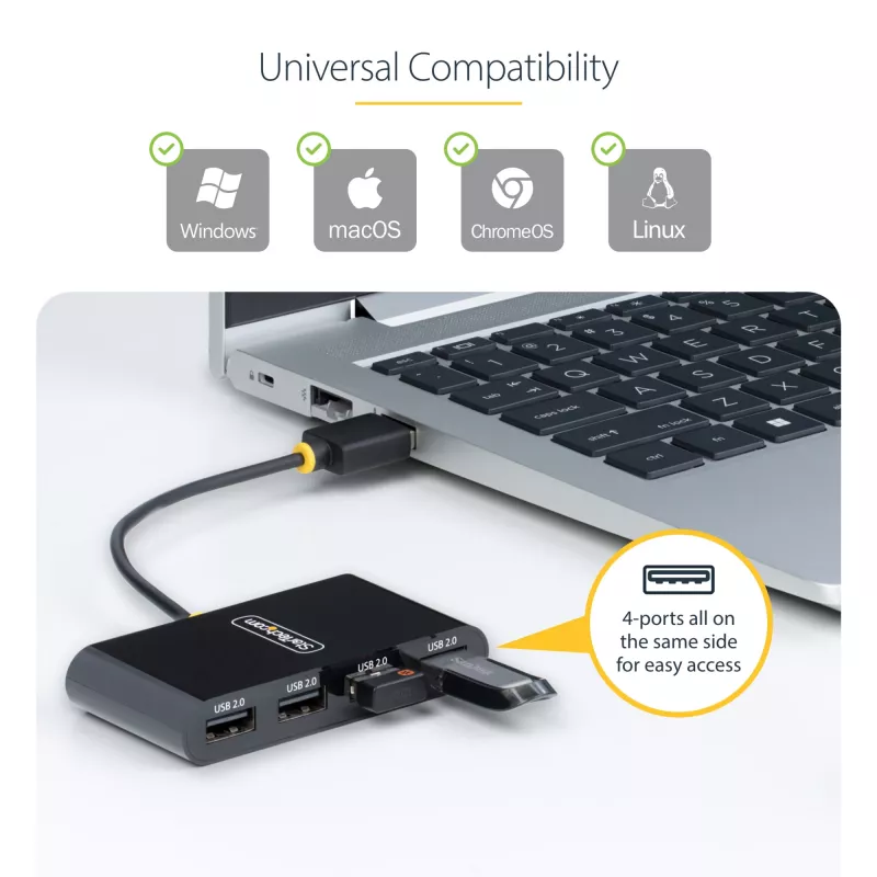 StarTech.com ST4200MINI2-USB-HUB hub διασύνδεσης USB 2.0 480 Mbit/s μαύρο