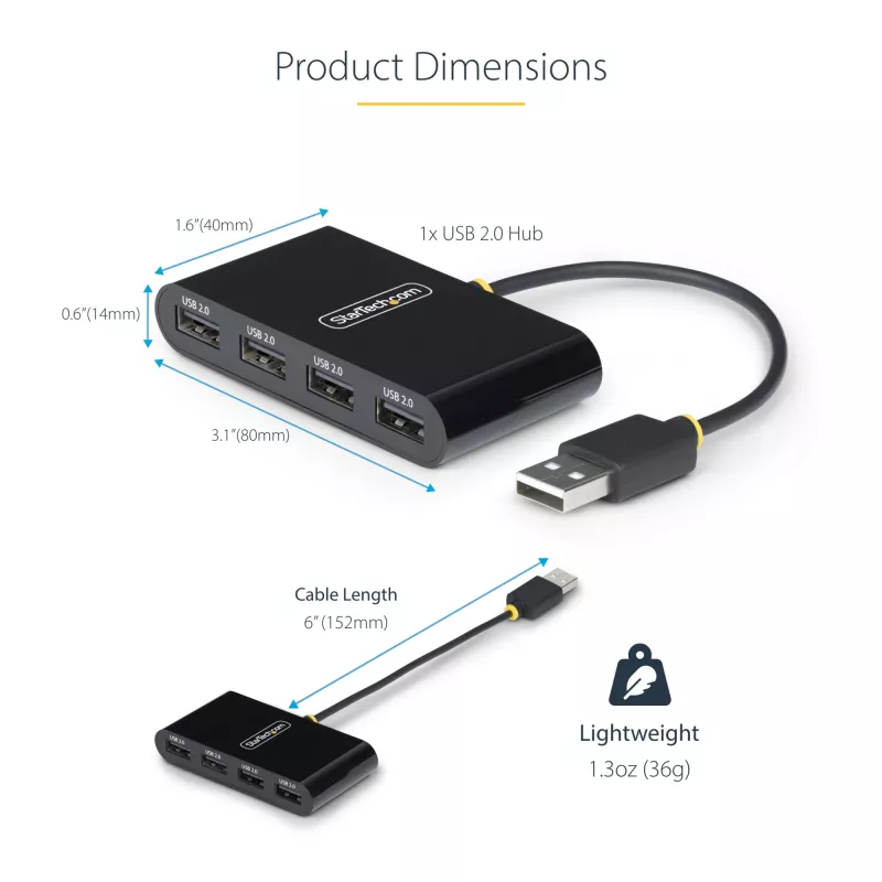 StarTech.com ST4200MINI2-USB-HUB hub διασύνδεσης USB 2.0 480 Mbit/s μαύρο