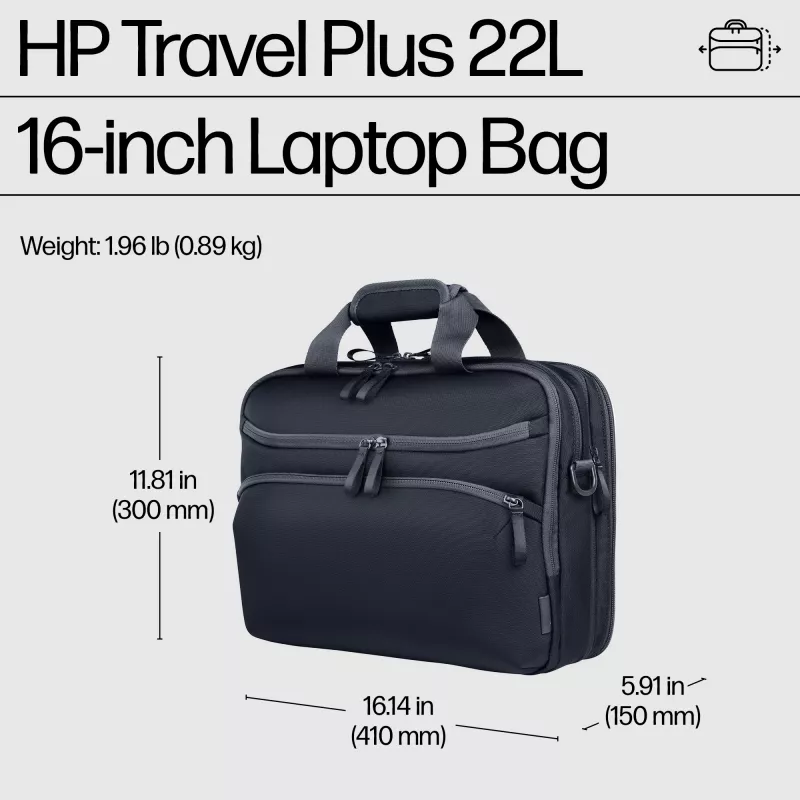 Τσάντα φορητού υπολογιστή HP Travel Plus 22L 16-ίντσες χαρτοφύλακας μονόχρωμο