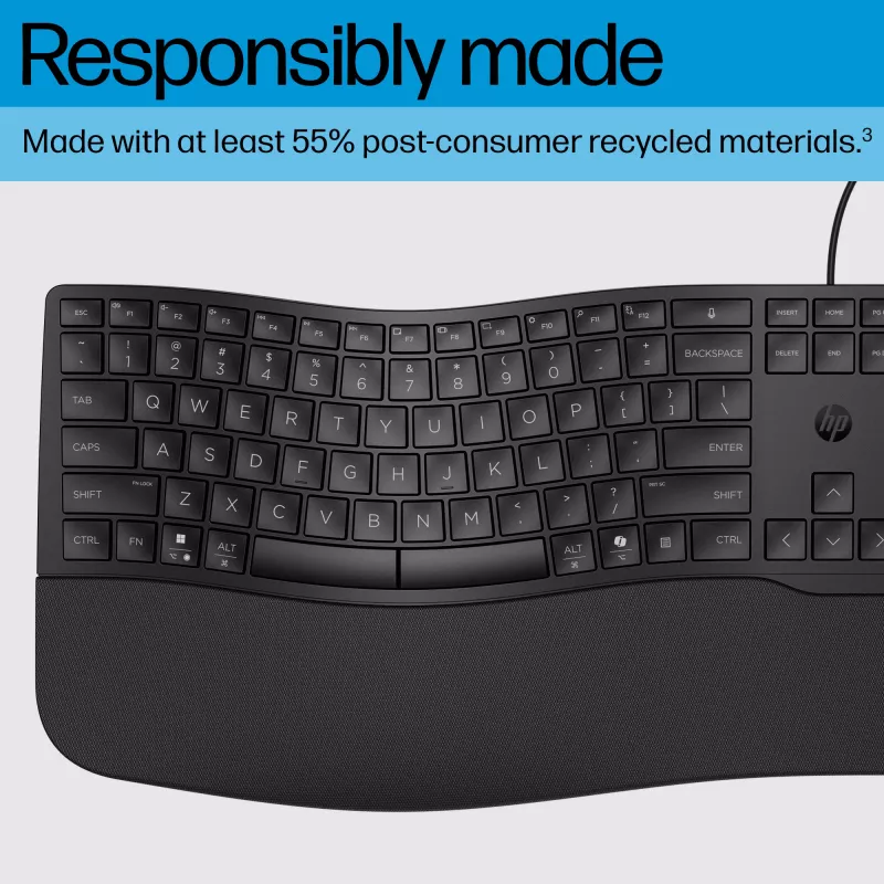 HP 485 Comfort ενσύρματο πληκτρολόγιο full-size USB μεμβράνης με στηρίγματα παλάμης