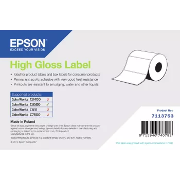 Φύλλα ετικετών Epson 7113753 High Gloss 102 x 51 mm – αυτοκόλλητες ετικέτες αποστολής και προϊόντων