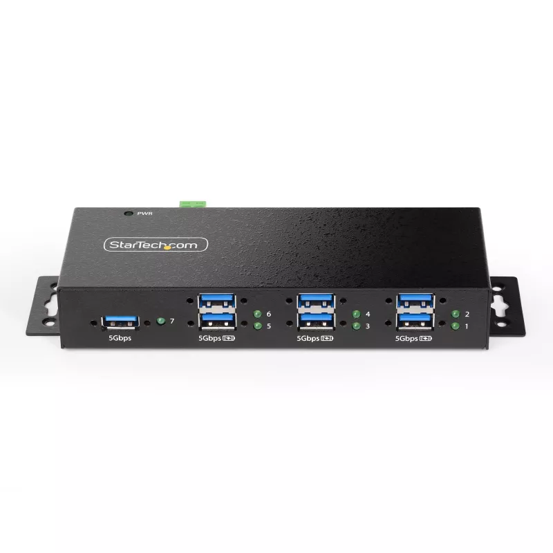 StarTech.com 5G7AINDRM-USB-A-HUB Hub διασύνδεσης USB 3.2 Gen 1 (3.1 Gen 1) Type-B 5000 Mbit/s Μαύρο