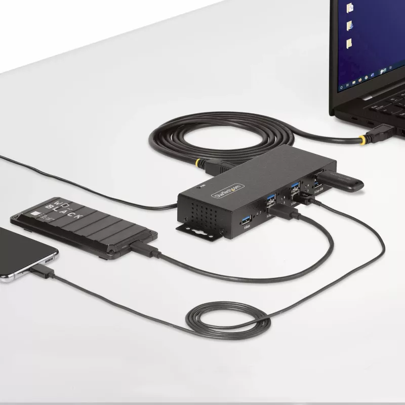 StarTech.com 5G7AINDRM-USB-A-HUB Hub διασύνδεσης USB 3.2 Gen 1 (3.1 Gen 1) Type-B 5000 Mbit/s Μαύρο