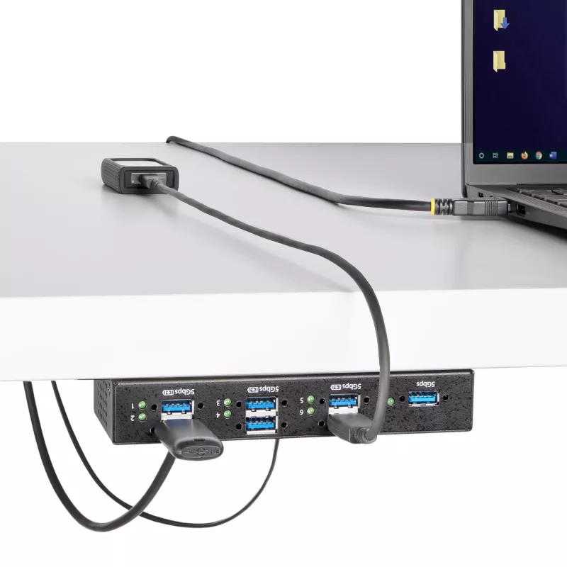 StarTech.com 5G7AINDRM-USB-A-HUB Hub διασύνδεσης USB 3.2 Gen 1 (3.1 Gen 1) Type-B 5000 Mbit/s Μαύρο
